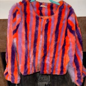 Hot & Delicious Vibrant Striped Teddy Jacket
